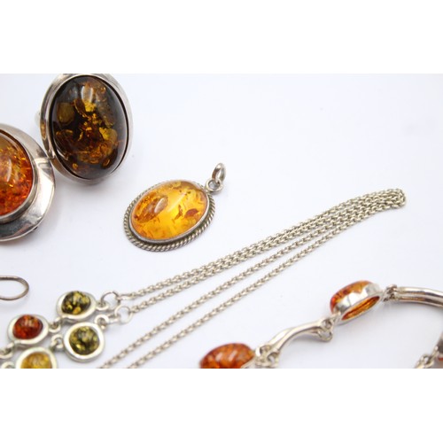 430 - X 6 .925 Amber Jewellery (45g)