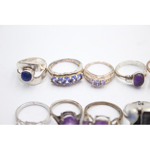 442 - X 12 .925 Gemstone Rings (43g)