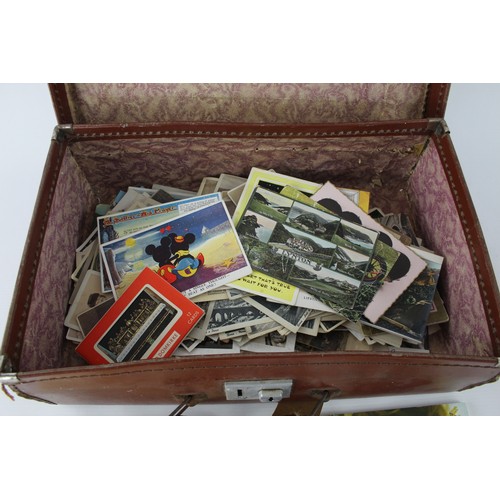 443 - Vintage Case Jam Packed W/ Vintage Postcards, Photos, Stamp Books