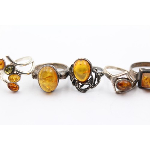 454 - X 6 .925 Amber Rings (20g)