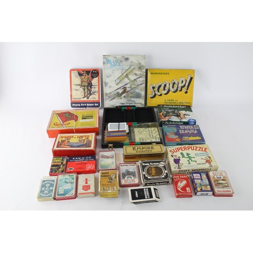 455 - Job Lot of Assorted Vintage Board / Card Games Inc Scoop, Blue Max, Dominos, Etc