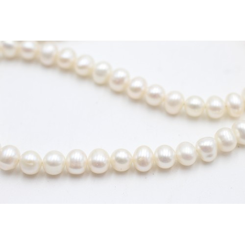 456 - 9ct gold clasp cultured pearl single strand necklace (28.4g)