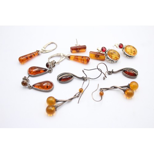 470 - X 6 .925 Amber Earrings (21g)