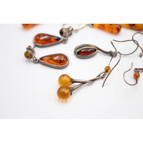 470 - X 6 .925 Amber Earrings (21g)