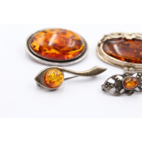 478 - X 6 .925 Amber Brooches (36g)