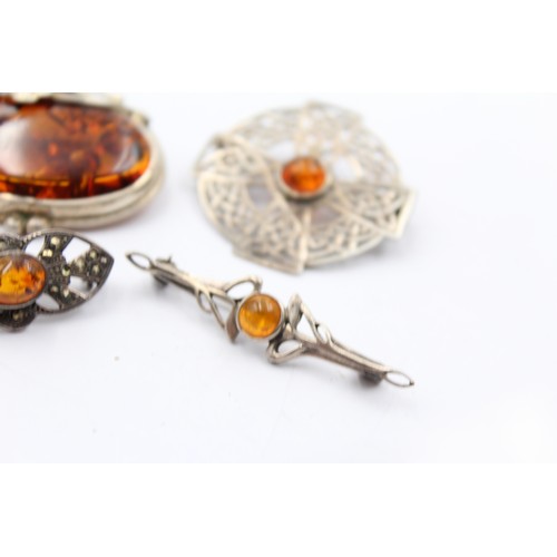 478 - X 6 .925 Amber Brooches (36g)