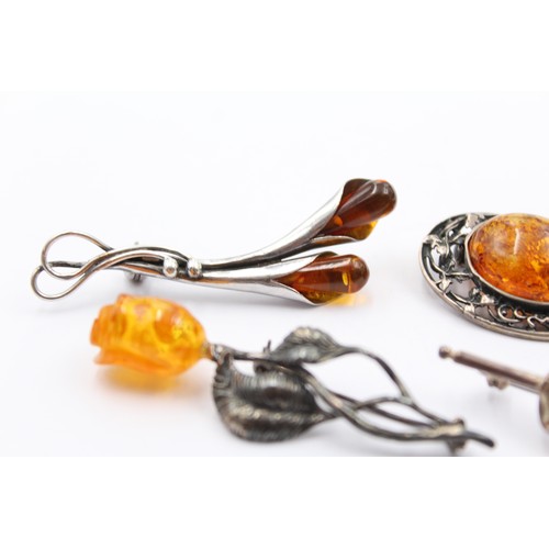 486 - X 6 .925 Amber Brooches (30g)