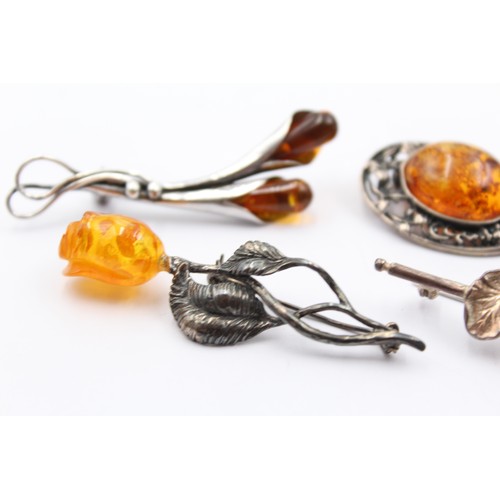 486 - X 6 .925 Amber Brooches (30g)