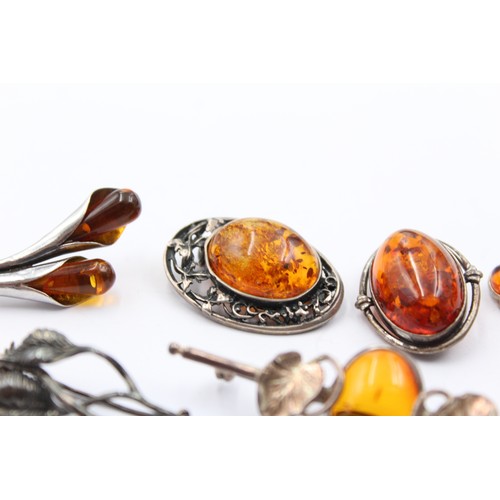 486 - X 6 .925 Amber Brooches (30g)