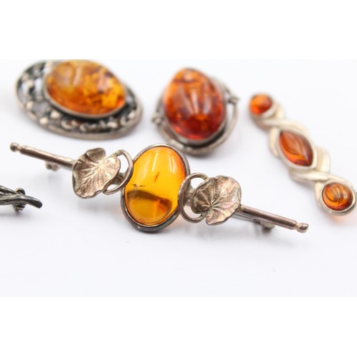 486 - X 6 .925 Amber Brooches (30g)