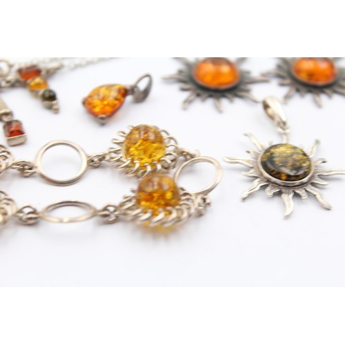 494 - X 5 .925 Amber Jewellery (39g)