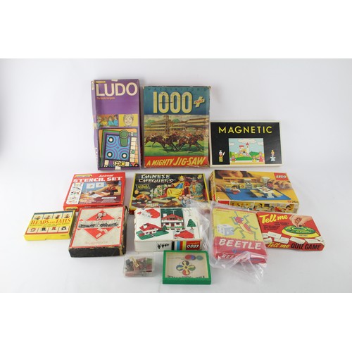 495 - Job Lot of Assorted Vintage Board / Card Games Inc Ludo, Magnetic, Stencil Set