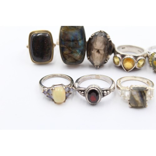 518 - X 8 .925 Gemstone Rings (55g)