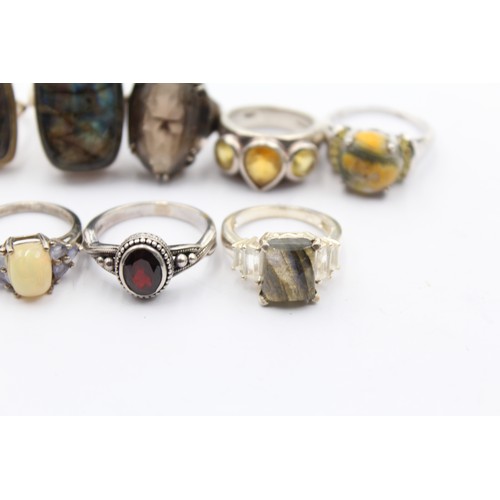 518 - X 8 .925 Gemstone Rings (55g)