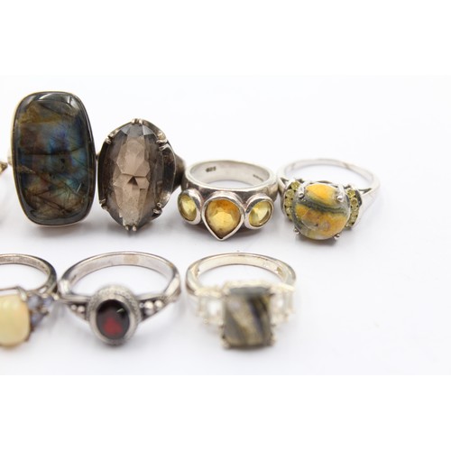 518 - X 8 .925 Gemstone Rings (55g)