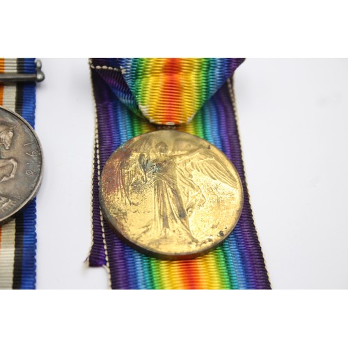 525 - WW1 Medal Pair & Original Long Ribbons Named 160214 Gnr J. W. Taylor RA