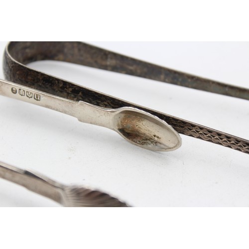 533 - 2 x Antique Georgian Hallmarked .925 STERLING SILVER Sugar Tongs (84g)