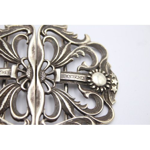 541 - Vintage Hallmarked 1992 Birmingham STERLING SILVER Ladies Ornate Belt Buckle 61g