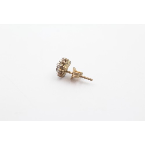 556 - 9ct gold diamond halo stud earrings (1.2g)