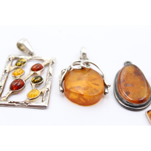 558 - X 6 .925 Amber Pendants (36g)