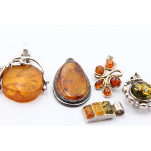 558 - X 6 .925 Amber Pendants (36g)