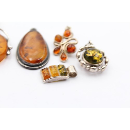 558 - X 6 .925 Amber Pendants (36g)