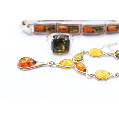 574 - X 6 .925 Amber Jewellery (44g)