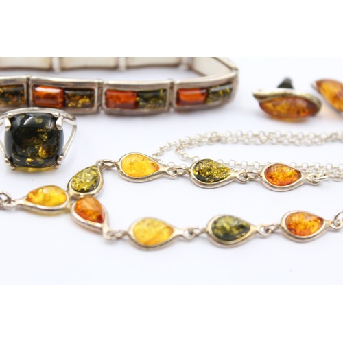 574 - X 6 .925 Amber Jewellery (44g)