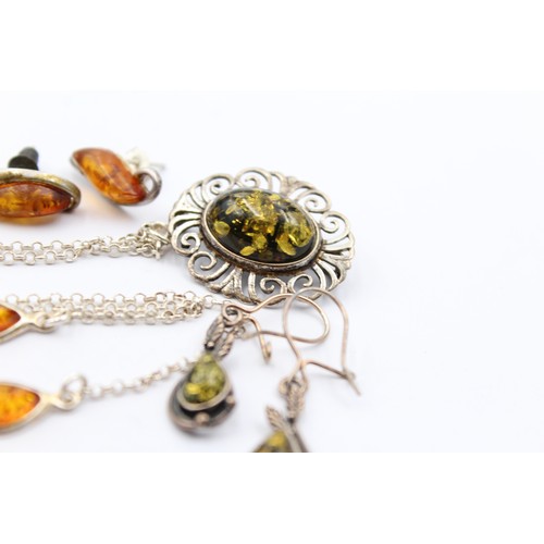 574 - X 6 .925 Amber Jewellery (44g)