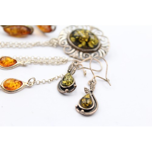 574 - X 6 .925 Amber Jewellery (44g)