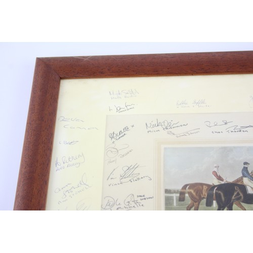 587 - Vintage Framed AUTOGRAPHED Horse Racing Print Inc Mick Channon Etc