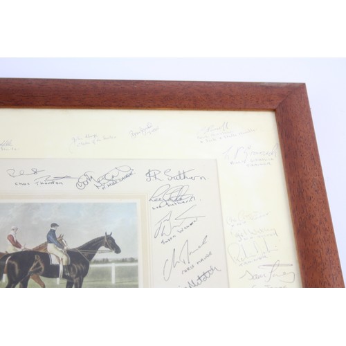 587 - Vintage Framed AUTOGRAPHED Horse Racing Print Inc Mick Channon Etc