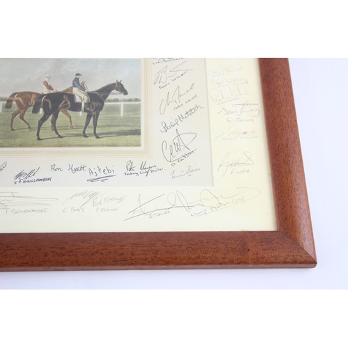 587 - Vintage Framed AUTOGRAPHED Horse Racing Print Inc Mick Channon Etc