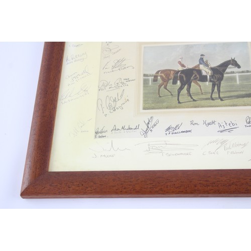 587 - Vintage Framed AUTOGRAPHED Horse Racing Print Inc Mick Channon Etc