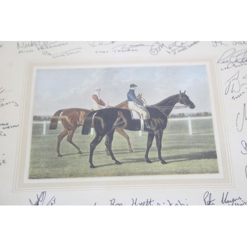 587 - Vintage Framed AUTOGRAPHED Horse Racing Print Inc Mick Channon Etc