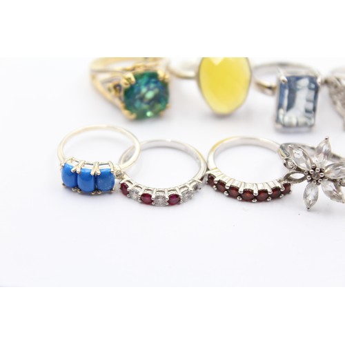 590 - X 12 .925 Gemstone Rings Inc Tggc (56g)