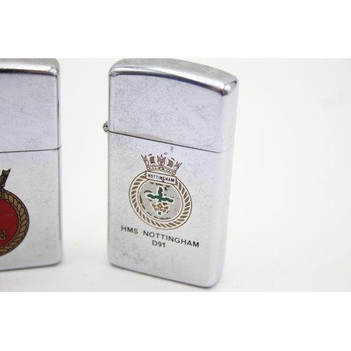 597 - TWO VINTAGE MILITARY REGIMENT ZIPPO LIGHTERS