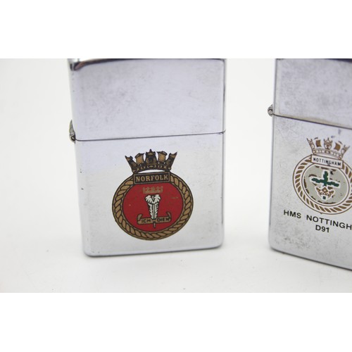 597 - TWO VINTAGE MILITARY REGIMENT ZIPPO LIGHTERS