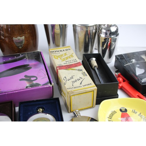 623 - Job Lot Assorted Vintage BREWERIANA Items Inc Cocktail Shaker, Hip Flask Etc