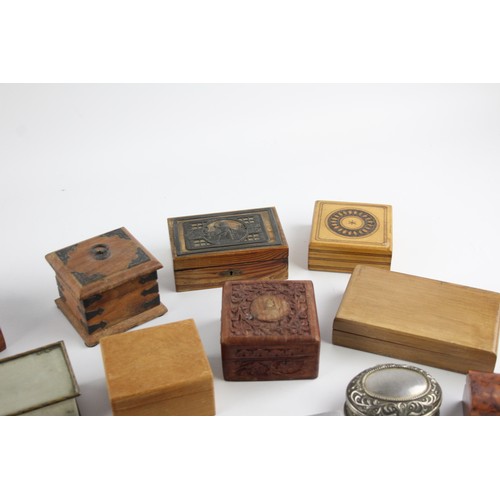 629 - 15 x Vintage Boxes Inc Carved Wood, Metal, Cigar, Etc