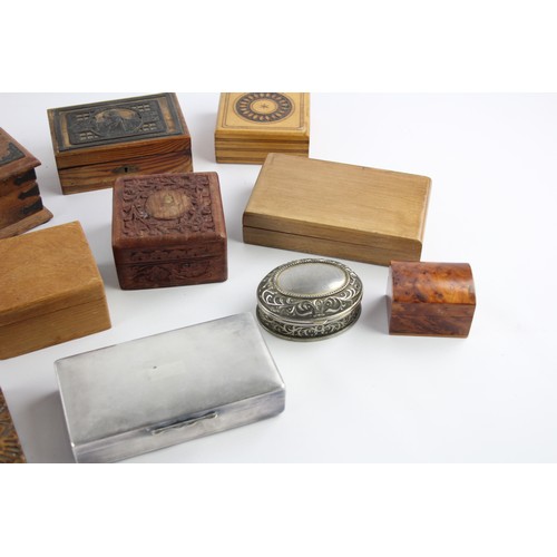 629 - 15 x Vintage Boxes Inc Carved Wood, Metal, Cigar, Etc