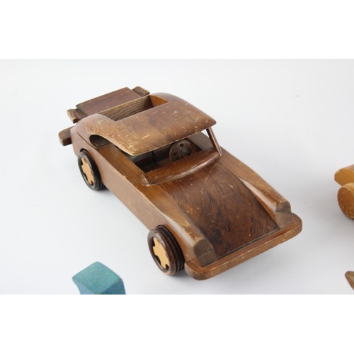 630 - 5 x Assorted Vintage Wooden Toys Inc Car, Fisher-Price, Yo-Yo, Skipping Rope