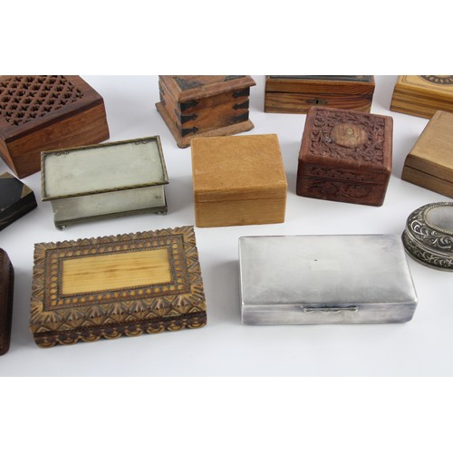 629 - 15 x Vintage Boxes Inc Carved Wood, Metal, Cigar, Etc