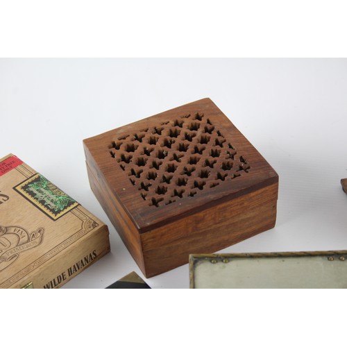 629 - 15 x Vintage Boxes Inc Carved Wood, Metal, Cigar, Etc