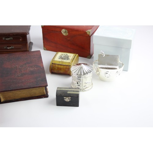 638 - 8 x Assorted Vintage Boxes Inc Money Box, Wooden, Leather Etc