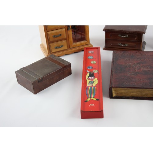 638 - 8 x Assorted Vintage Boxes Inc Money Box, Wooden, Leather Etc