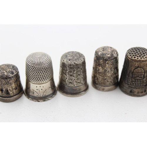 642 - 7 x Antique / Vintage .925 STERLING SILVER Thimbles Inc Charles Horner Etc (27g)