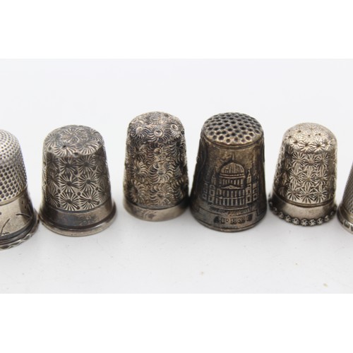 642 - 7 x Antique / Vintage .925 STERLING SILVER Thimbles Inc Charles Horner Etc (27g)