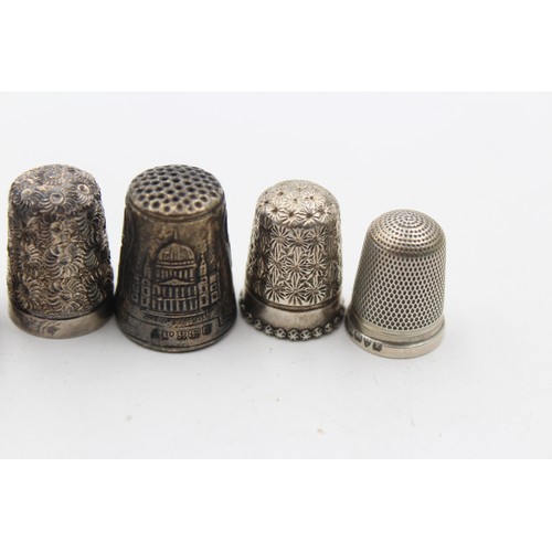 642 - 7 x Antique / Vintage .925 STERLING SILVER Thimbles Inc Charles Horner Etc (27g)