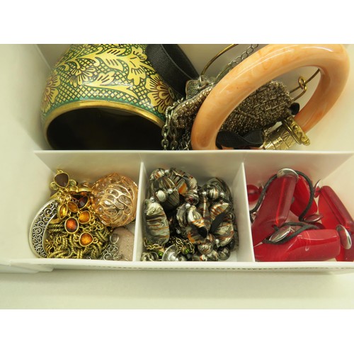 123 - A CONTAINER FULL OF MIXED COSTUME JEWELLERY